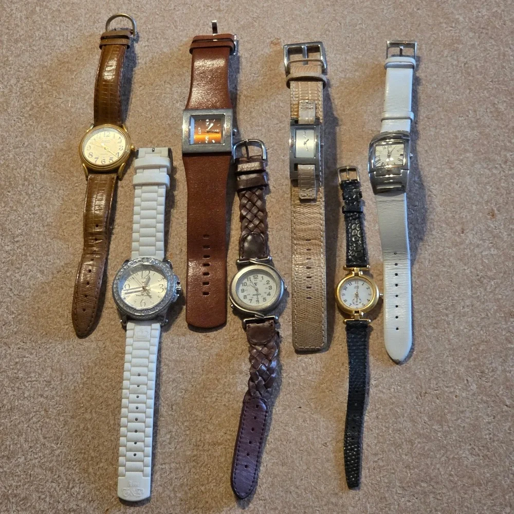 Designer Watch Lot 7pc Jaz Paris Guess Juicy Couture DKNY(2) Kenneth Cole Timex